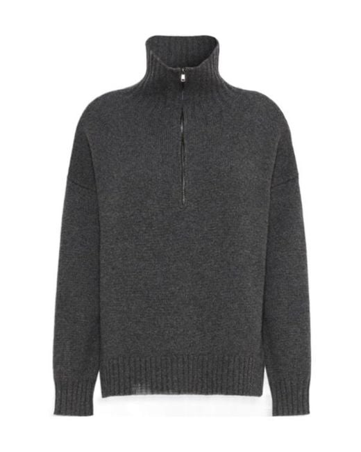 Max Mara Gray Cashmere Yarn High-Neck Sweater