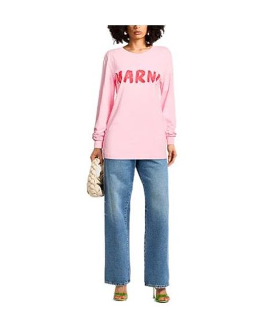 Marni Pink Solid Color Long Sleeve T-Shirt
