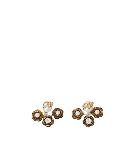 Roger Vivier White Rose Pearls Earrings