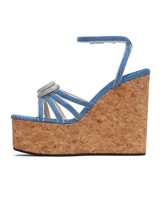 Mach & Mach Blue 125Mm Heart-Appliqué Sandals