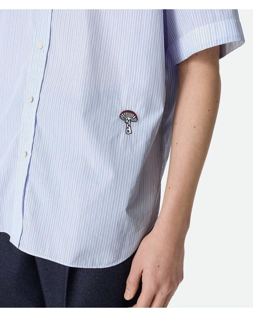 Bottega Veneta Blue Stripe Poplin Shirt for men
