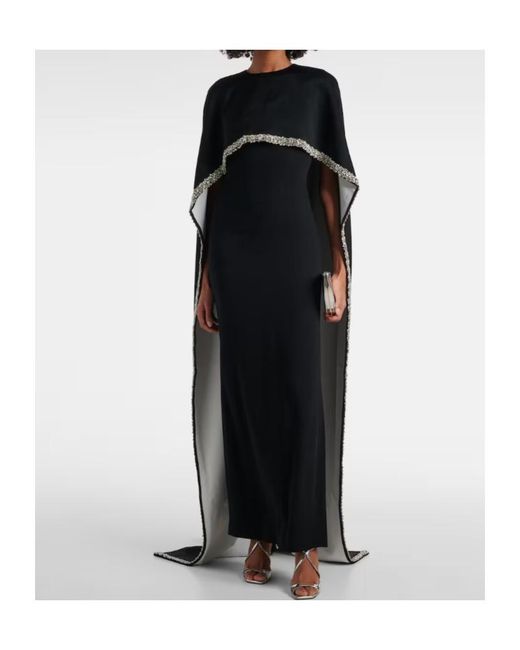 Roland Mouret Black Embellished Satin Crepe Gown