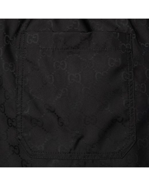 Gucci Black Monogrammed Drawstring Swim Shorts for men