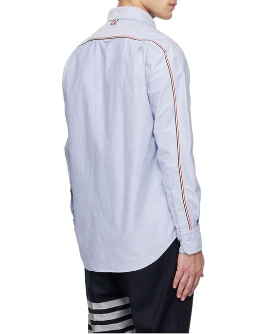 Thom Browne Blue Oxford Long Sleeved Shirt for men