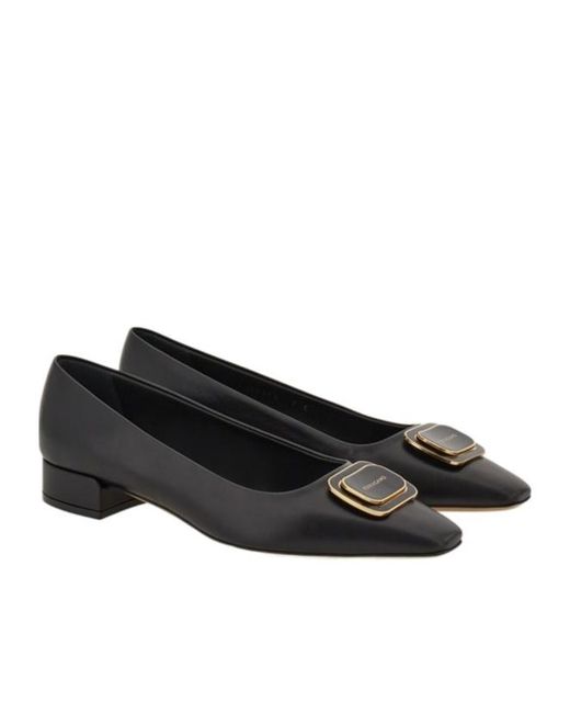 Ferragamo Black Vara Plate Ballet Shoes