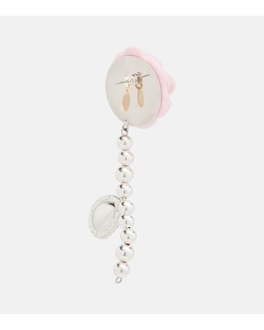 Magda Butrym Pink Rose Embellished Drop Earrings