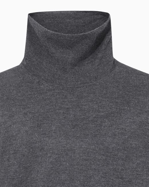 Giorgio Armani Gray Sweater Regular Fit Plain Knit Cashmere for men