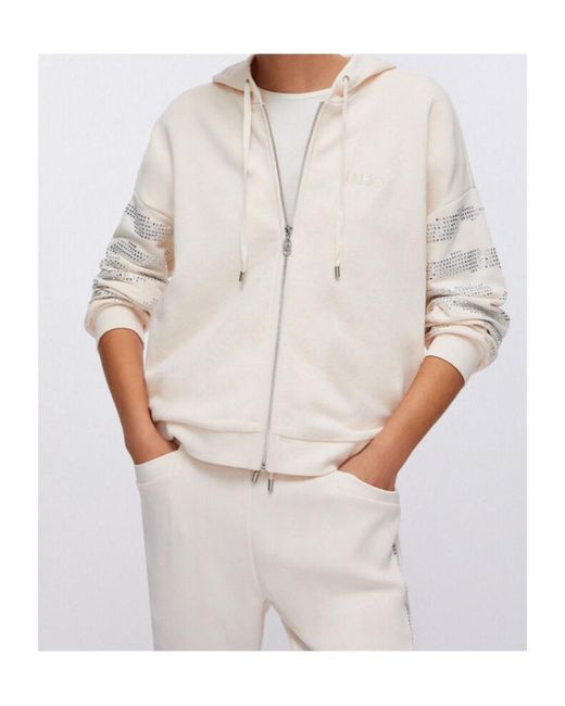 Liu Jo Natural Studded Zip-Up Hoodie