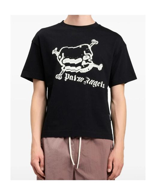 Palm Angels Black Skull Graphic T-Shirt for men