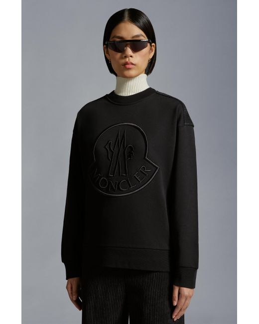 Moncler Black Logo Embroidered Crewneck Sweatshirt