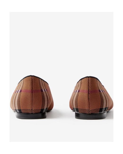 Burberry Brown Vintage-Check Pointed-Toe Ballerina Shoes