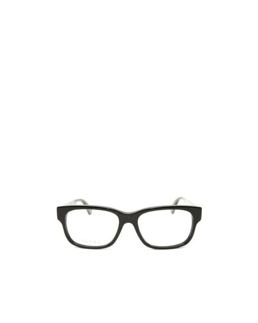 Gucci White Eyewear Rectangle Frame Glasses for men