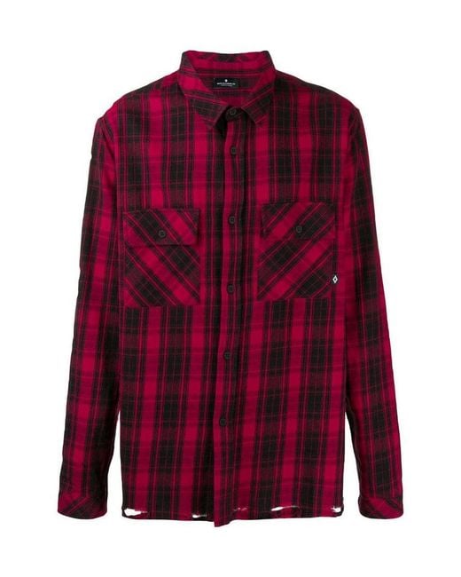Marcelo Burlon Red Check Print Shirt for men