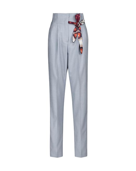 Gabriela Hearst Blue High-Waisted Slim-Fit Trousers