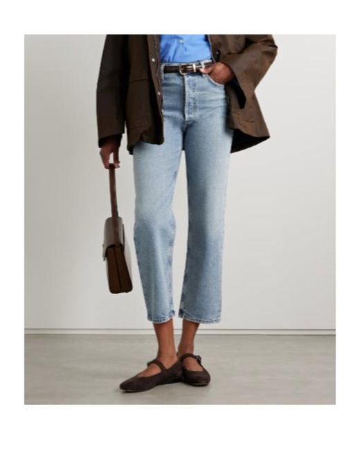 Agolde Blue High-Rise Straight Leg Jeans
