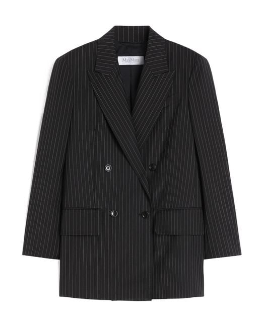 Max Mara Black Mattia Striped Double-Breasted Blazer