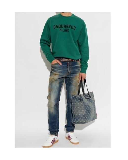 DSquared² Green Milano Cool-Fit Crewneck Sweatshirt for men