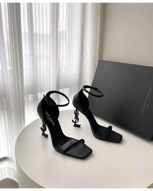 Saint Laurent White Opyum Square-Toe Sandals