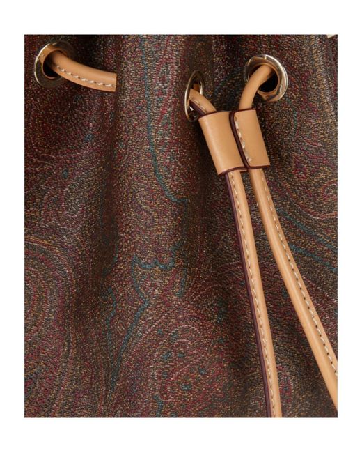Etro Brown Paisley Bucket Bag