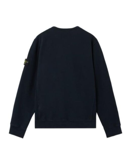 Stone Island Blue Logo Patch Crewneck Sweatshirt for men