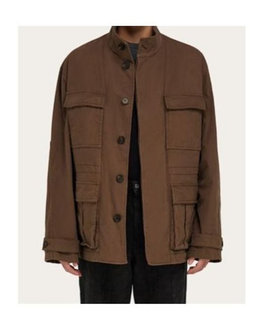 Ferragamo Brown Ferragamo High Neck Concealed Fastened Jacket for men