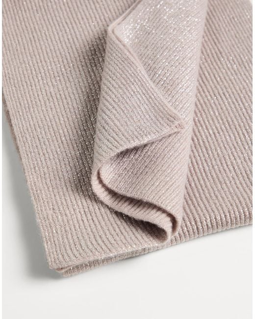 Brunello Cucinelli White Ribbed-Knit Cashmere Scarf