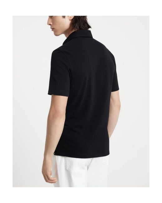 Brunello Cucinelli Black Short-Sleeved Polo Shirt for men