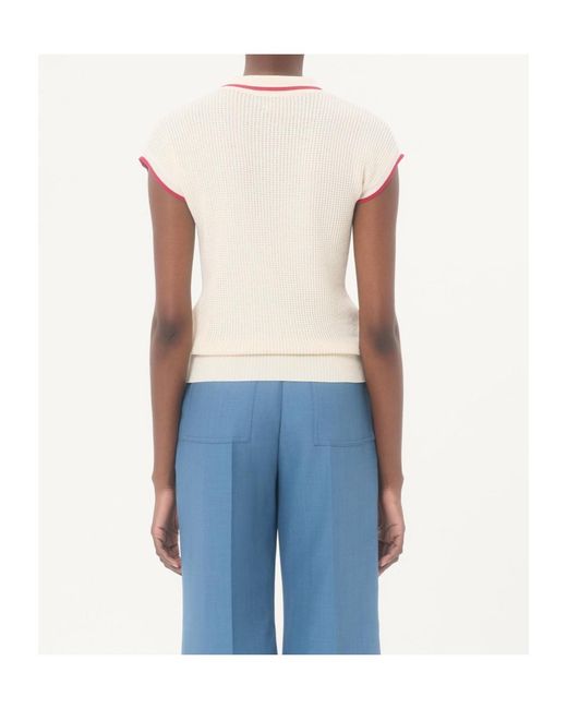 Valentino Pink Bow Collar Ribbed Sweater