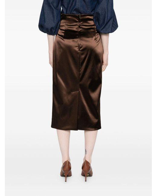 Dolce & Gabbana Brown Satin Midi Skirt