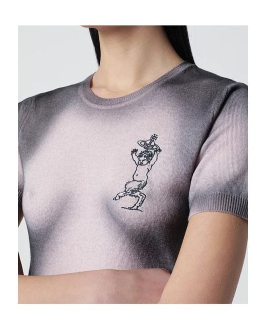 Vivienne Westwood Blue Elle Embroidered Ombré Crewneck Cardigan
