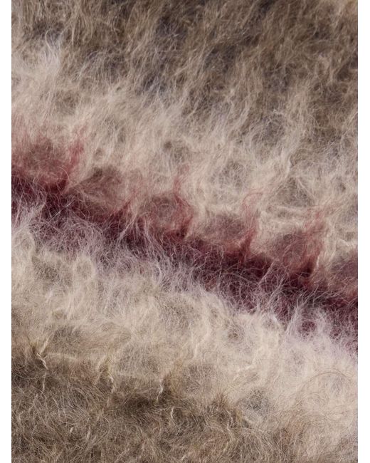 Brunello Cucinelli Multicolor Fringed Striped Knitted Scarf