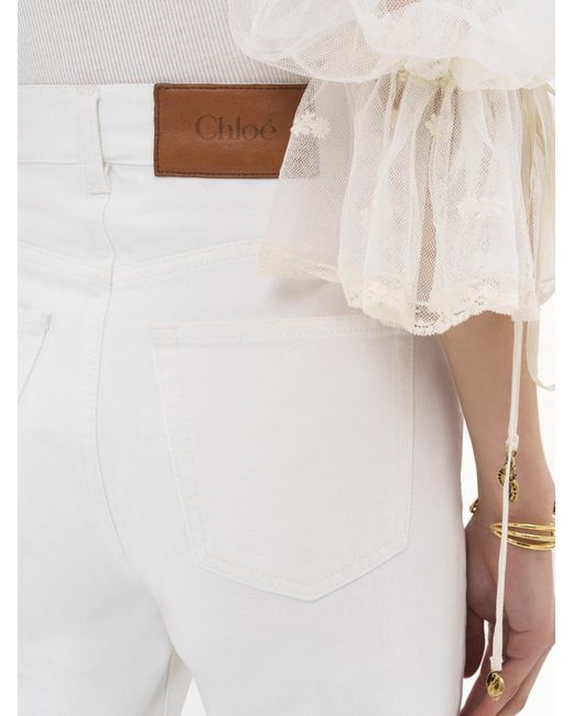 Chloé White Chloé High-Waisted Flared Jeans