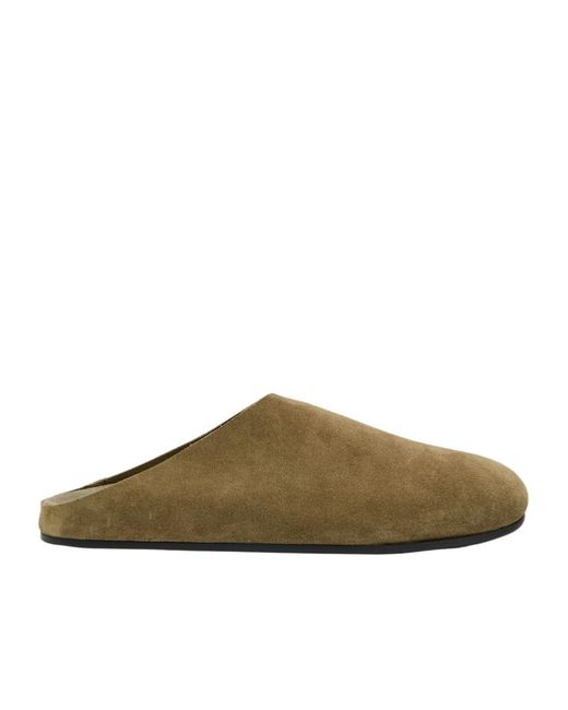 The Row Brown Hudson Suede Sliders