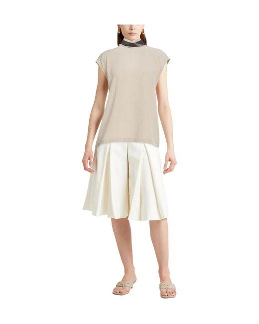 Brunello Cucinelli Natural Crepe Tops