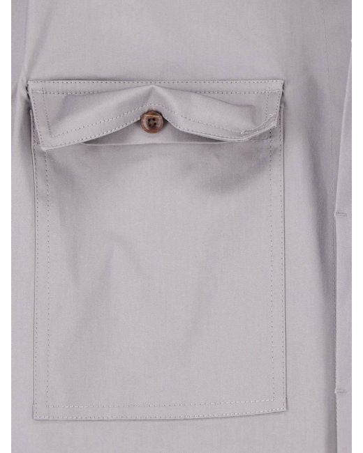 Rick Owens Gray Collared Long-Sleeved Shirt for men