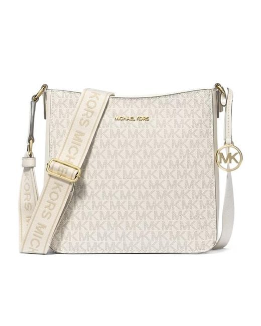 Michael Kors Natural Jet Set Travel Small Signature Logo Messenger Bag