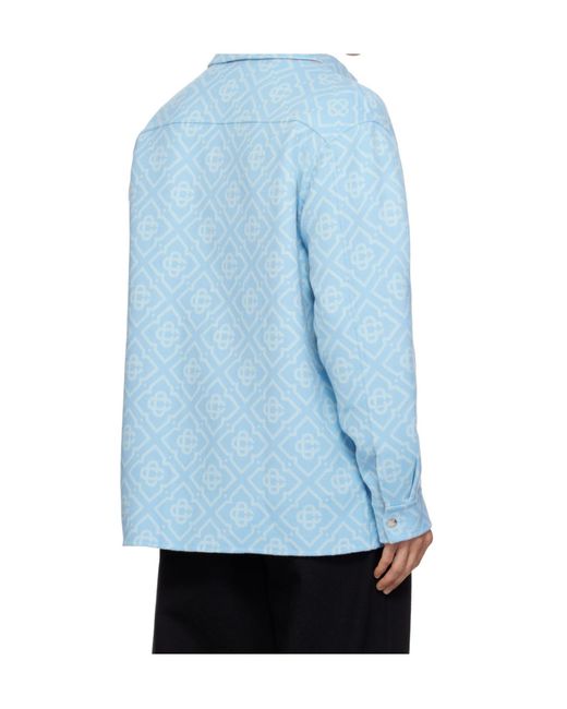 Casablanca Blue Monogram-Pattern Shirt for men