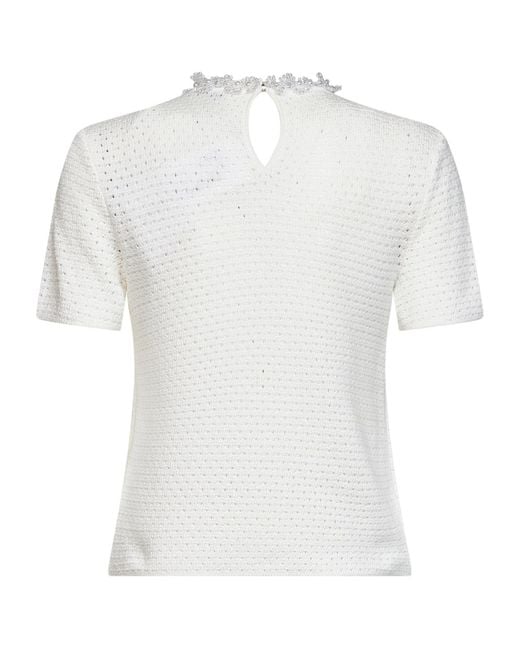 Self-Portrait White Short-Sleeved Knit Top