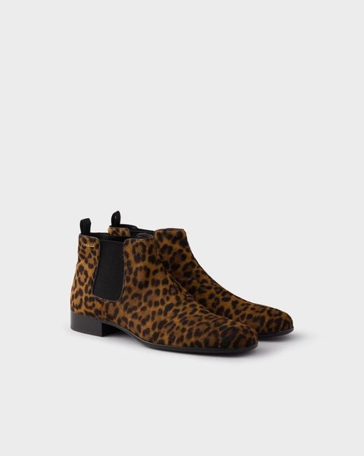 Prada Brown Printed Leather Booties