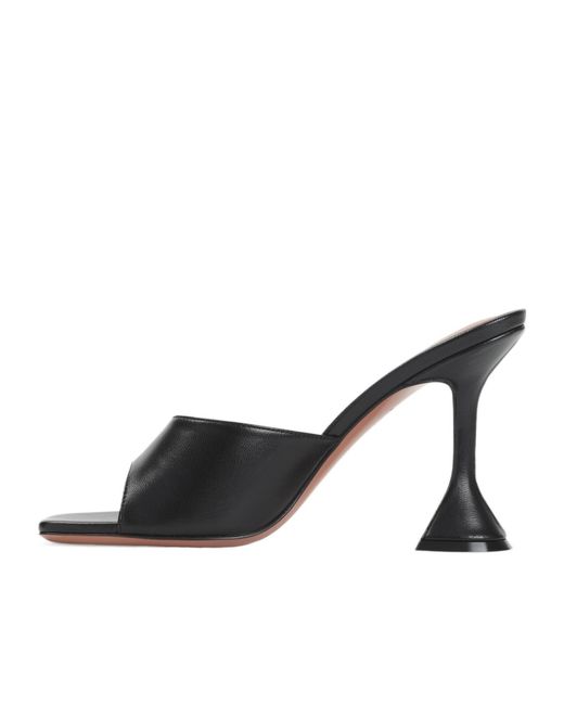 AMINA MUADDI Black Square Toe High-Heeled Sandals