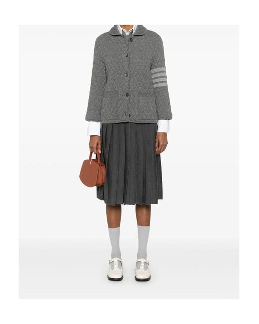 Thom Browne Gray 4 Bar Stripes Quilted Jacket