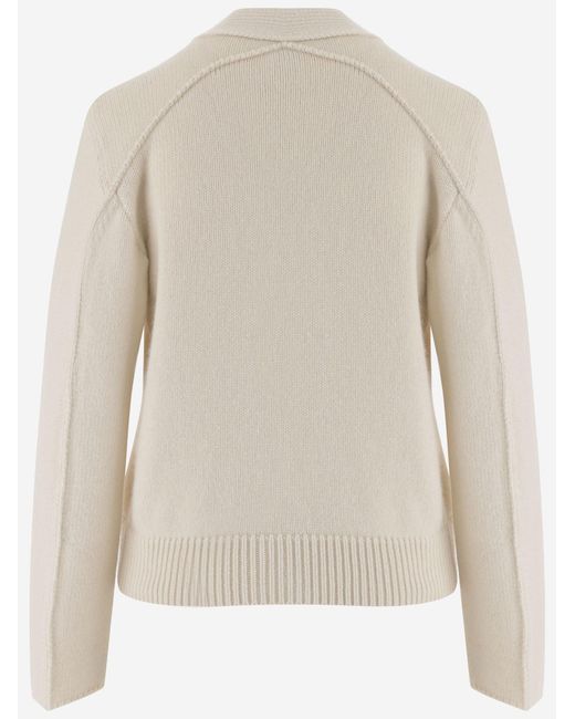 Bottega Veneta White V-Neck Long-Sleeved Knit Top