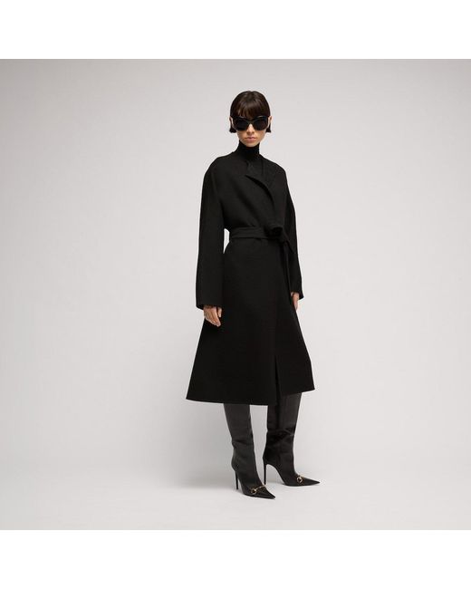 Gucci Black Long Coat With Gg Inside