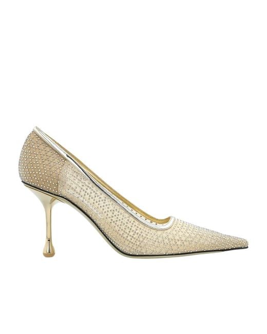 Jimmy Choo White Lxia 80 Embellished Pointed Toe Pumps