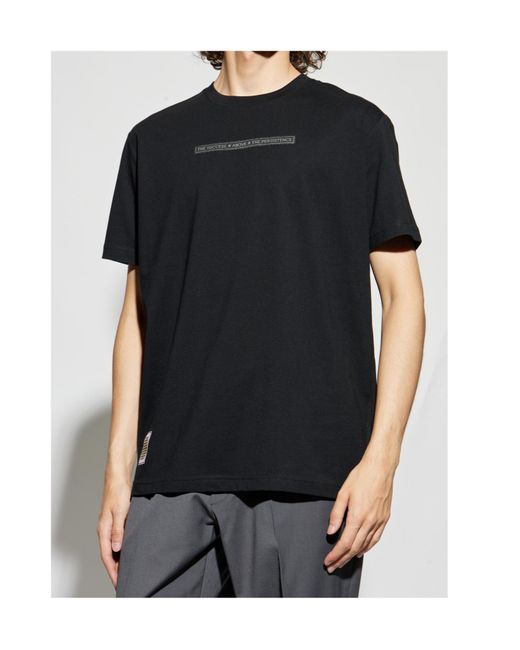 Iceberg Black Round-Neck Patchwork T-Shirt for men