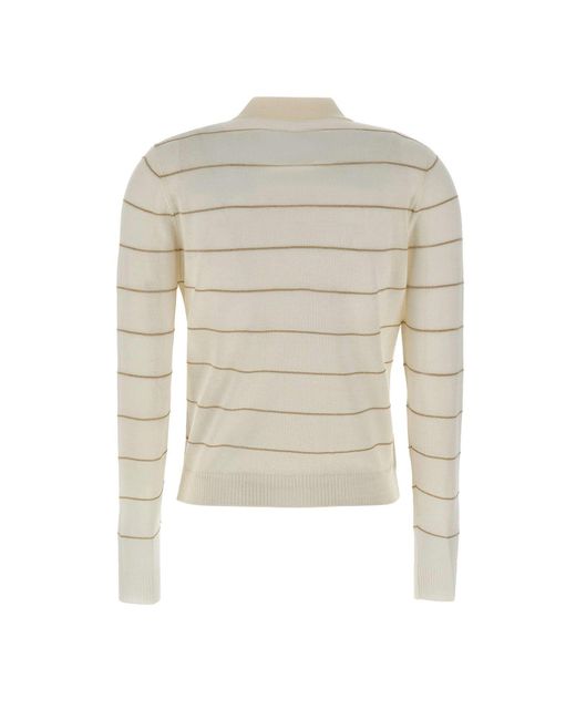 Eleventy White Striped Knitwear