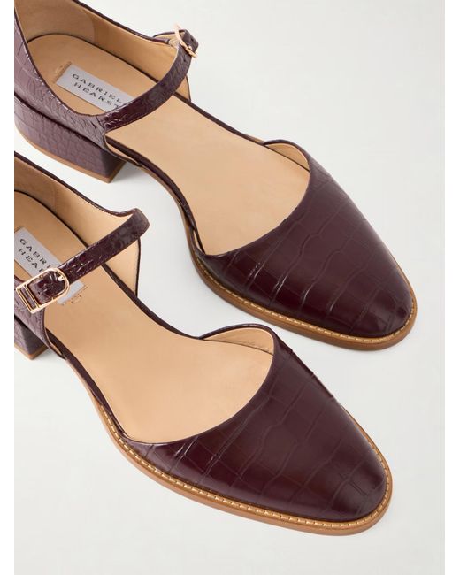 Gabriela Hearst Brown Riley Croc-Effect Leather Mary Jane Flats