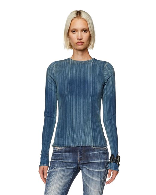 DIESEL Blue De-Bob-Fsd1 Crewneck Long-Sleeved T-Shirt