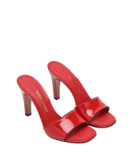 Ferragamo Red Round-Toe High-Heeled Sandals