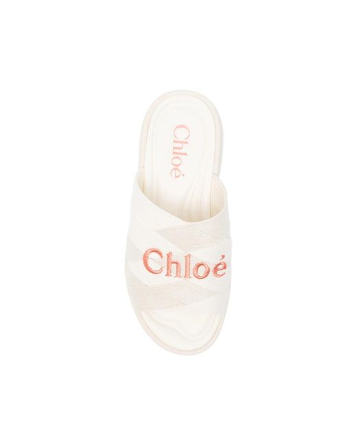 Chloé White Open-Toe Flat Sandals